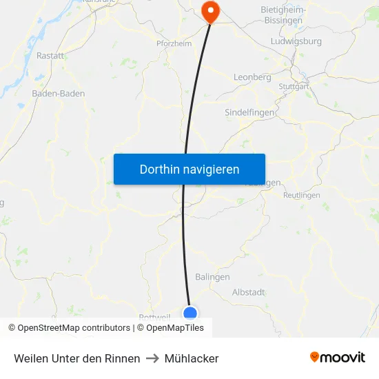 Weilen Unter den Rinnen to Mühlacker map