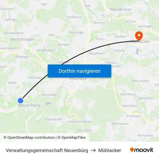 Verwaltungsgemeinschaft Neuenbürg to Mühlacker map