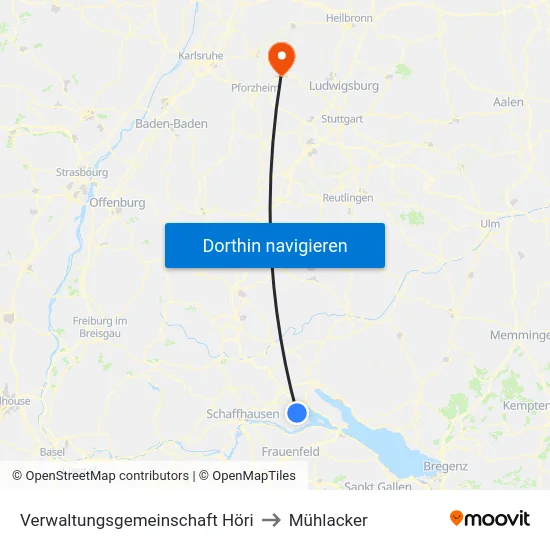 Verwaltungsgemeinschaft Höri to Mühlacker map