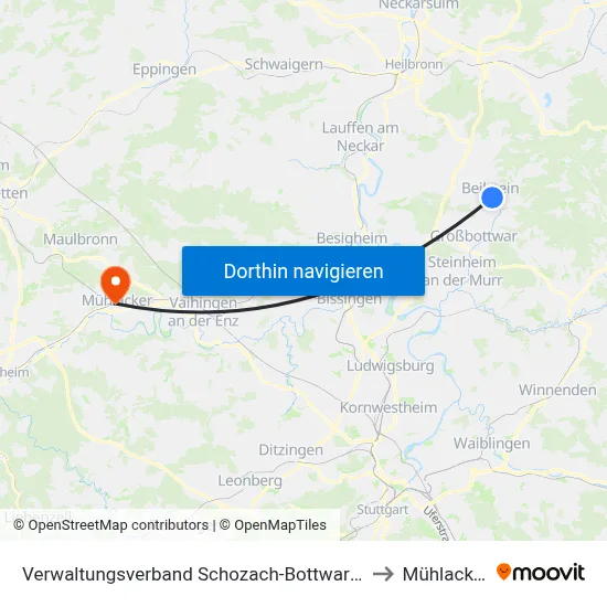 Verwaltungsverband Schozach-Bottwartal to Mühlacker map