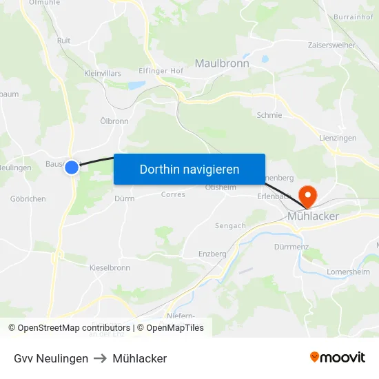 Gvv Neulingen to Mühlacker map
