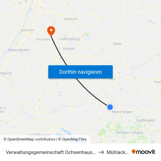 Verwaltungsgemeinschaft Ochsenhausen to Mühlacker map