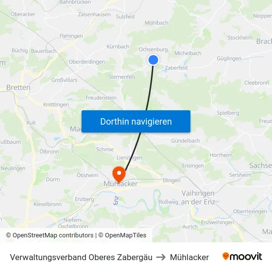 Verwaltungsverband Oberes Zabergäu to Mühlacker map