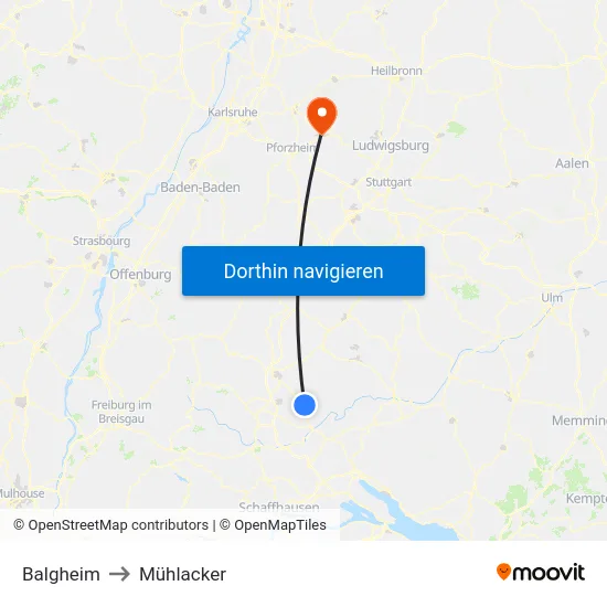 Balgheim to Mühlacker map