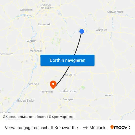 Verwaltungsgemeinschaft Kreuzwertheim to Mühlacker map