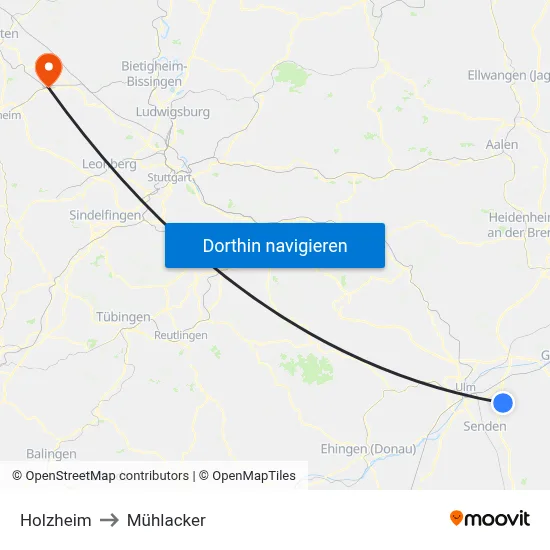 Holzheim to Mühlacker map