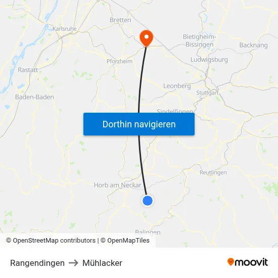 Rangendingen to Mühlacker map