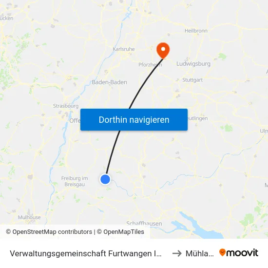 Verwaltungsgemeinschaft Furtwangen Im Schwarzwald to Mühlacker map