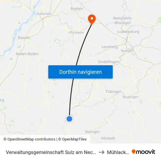 Verwaltungsgemeinschaft Sulz am Neckar to Mühlacker map