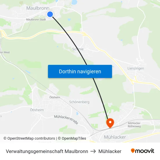 Verwaltungsgemeinschaft Maulbronn to Mühlacker map