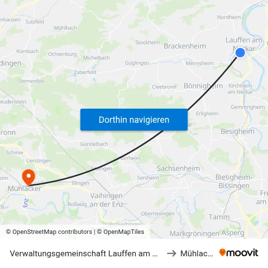 Verwaltungsgemeinschaft Lauffen am Neckar to Mühlacker map
