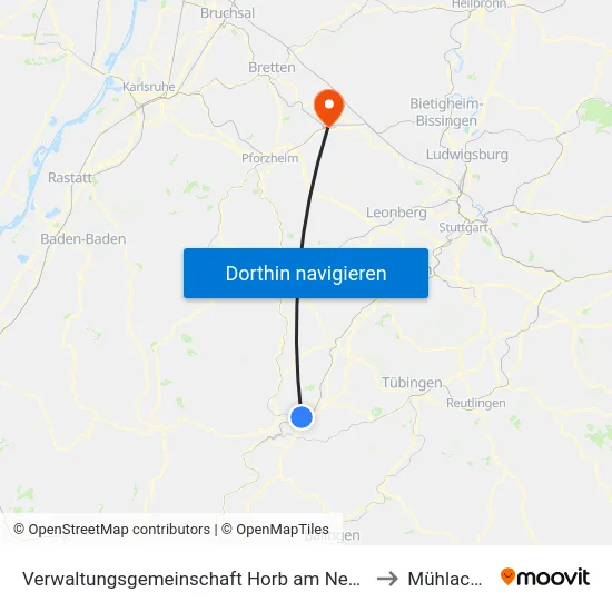 Verwaltungsgemeinschaft Horb am Neckar to Mühlacker map
