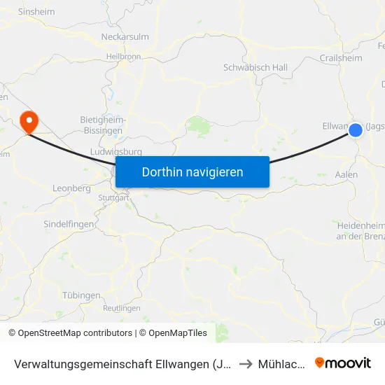 Verwaltungsgemeinschaft Ellwangen (Jagst) to Mühlacker map