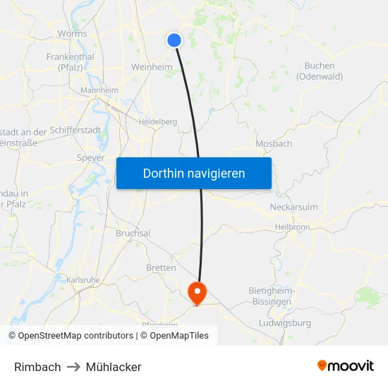 Rimbach to Mühlacker map