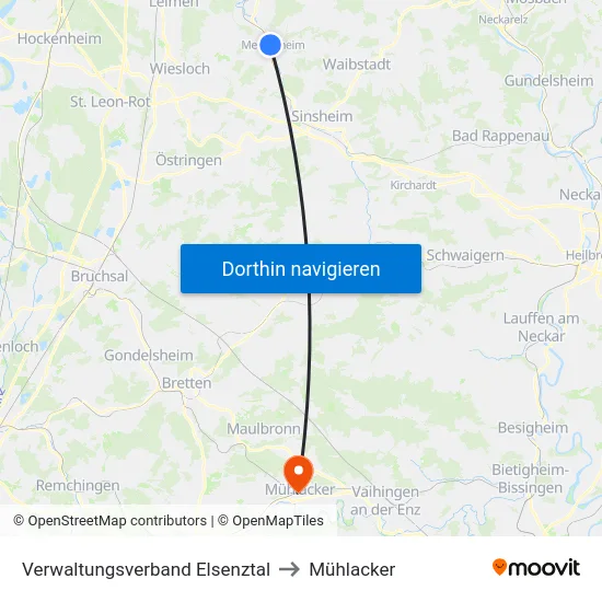 Verwaltungsverband Elsenztal to Mühlacker map