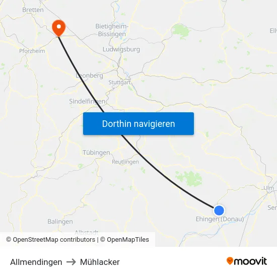 Allmendingen to Mühlacker map