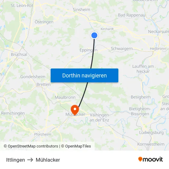 Ittlingen to Mühlacker map