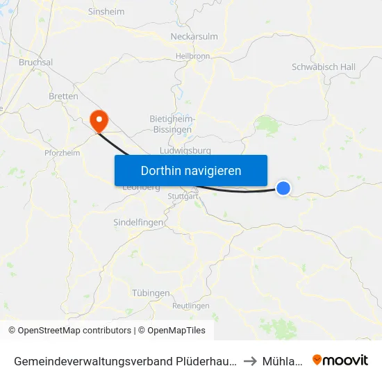 Gemeindeverwaltungsverband Plüderhausen-Urbach to Mühlacker map