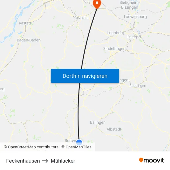 Feckenhausen to Mühlacker map