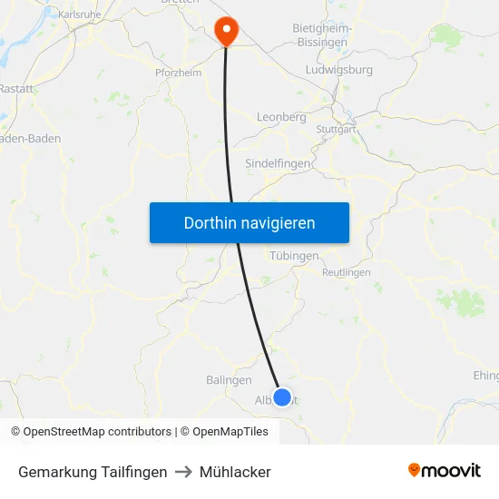 Gemarkung Tailfingen to Mühlacker map