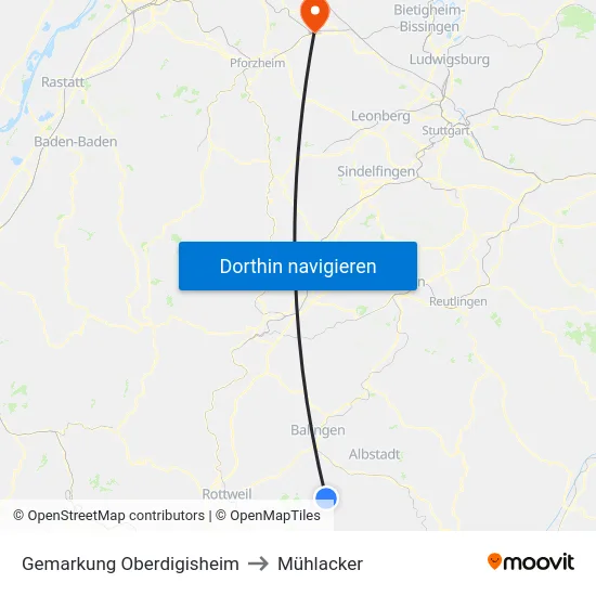 Gemarkung Oberdigisheim to Mühlacker map