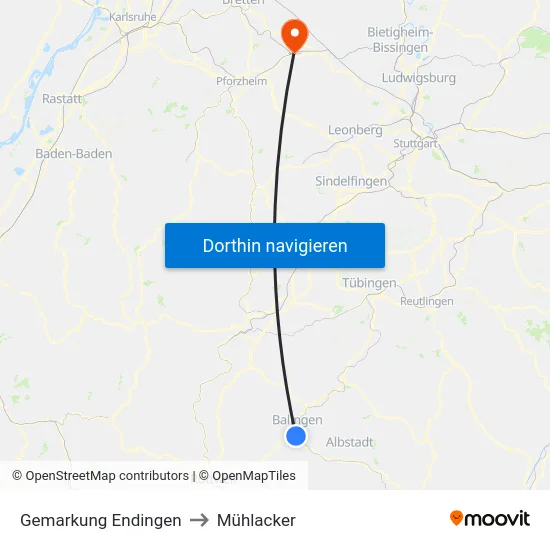 Gemarkung Endingen to Mühlacker map