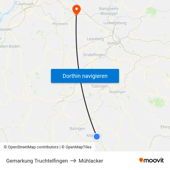 Gemarkung Truchtelfingen to Mühlacker map