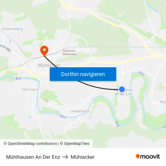 Mühlhausen An Der Enz to Mühlacker map