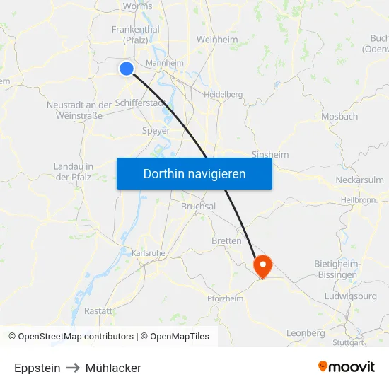 Eppstein to Mühlacker map