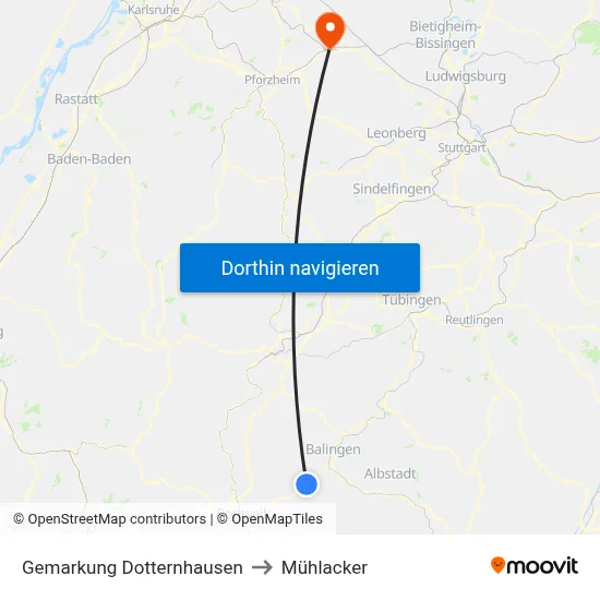 Gemarkung Dotternhausen to Mühlacker map