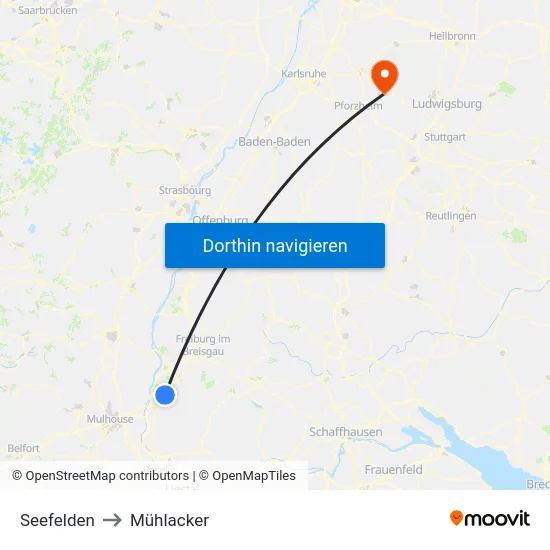 Seefelden to Mühlacker map