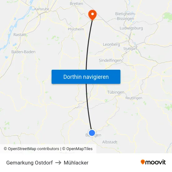 Gemarkung Ostdorf to Mühlacker map