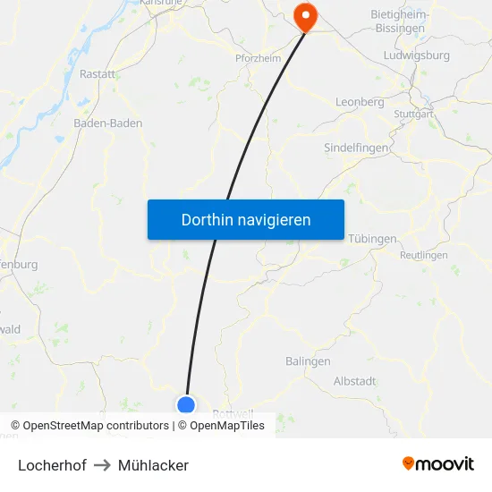 Locherhof to Mühlacker map