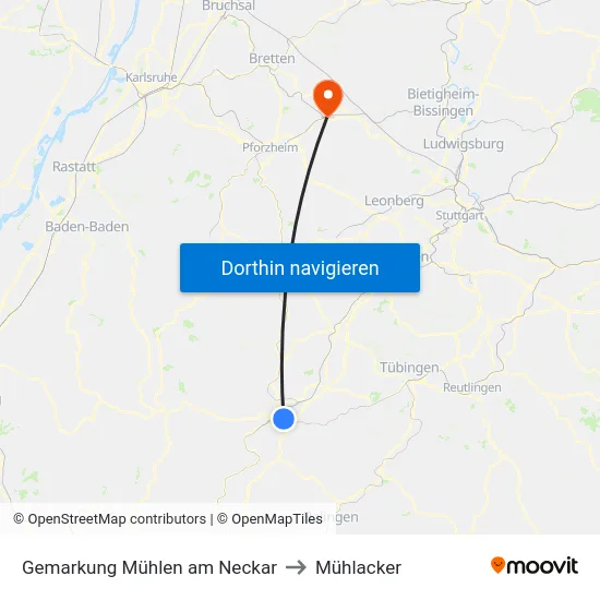 Gemarkung Mühlen am Neckar to Mühlacker map