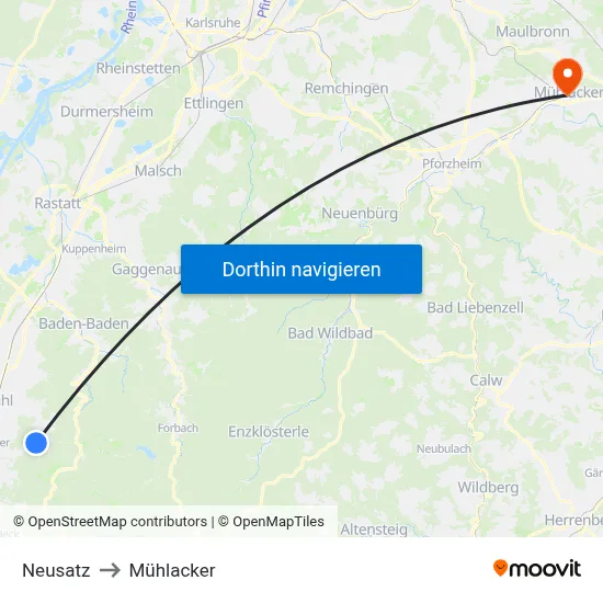 Neusatz to Mühlacker map
