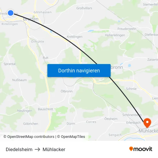 Diedelsheim to Mühlacker map
