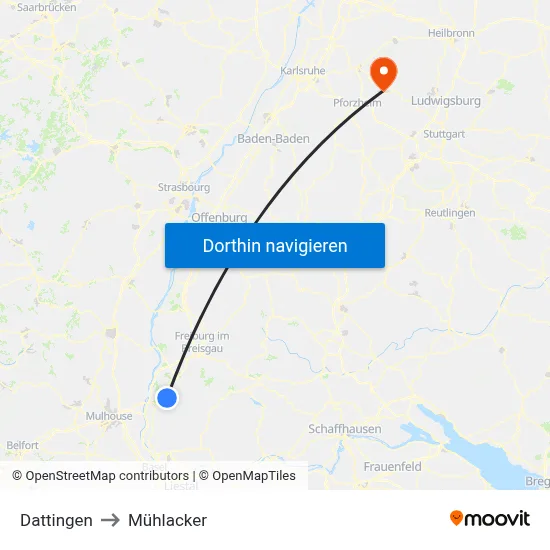 Dattingen to Mühlacker map