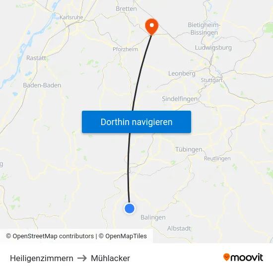 Heiligenzimmern to Mühlacker map