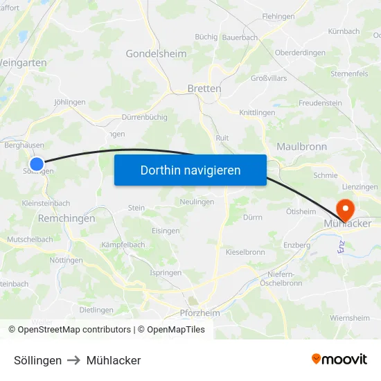 Söllingen to Mühlacker map