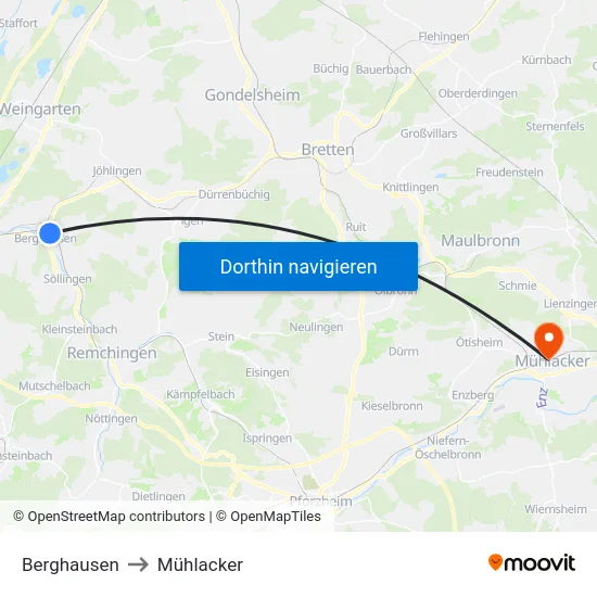 Berghausen to Mühlacker map