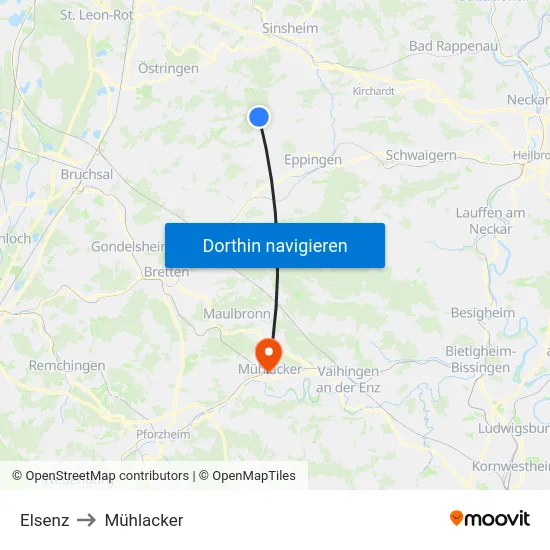 Elsenz to Mühlacker map