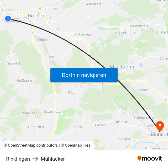 Rinklingen to Mühlacker map