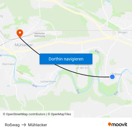 Roßwag to Mühlacker map