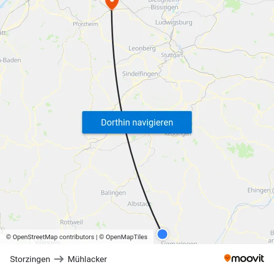Storzingen to Mühlacker map