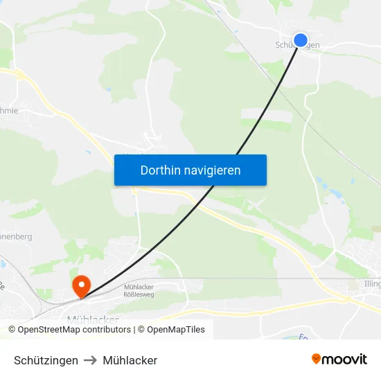Schützingen to Mühlacker map