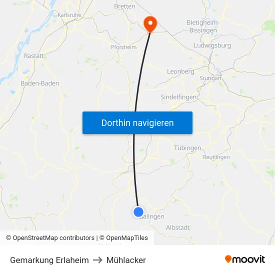 Gemarkung Erlaheim to Mühlacker map