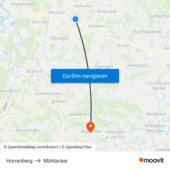 Horrenberg to Mühlacker map