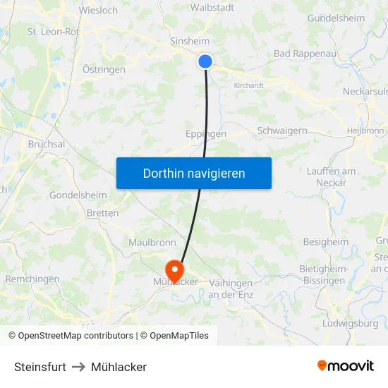 Steinsfurt to Mühlacker map