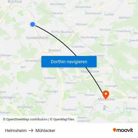 Helmsheim to Mühlacker map