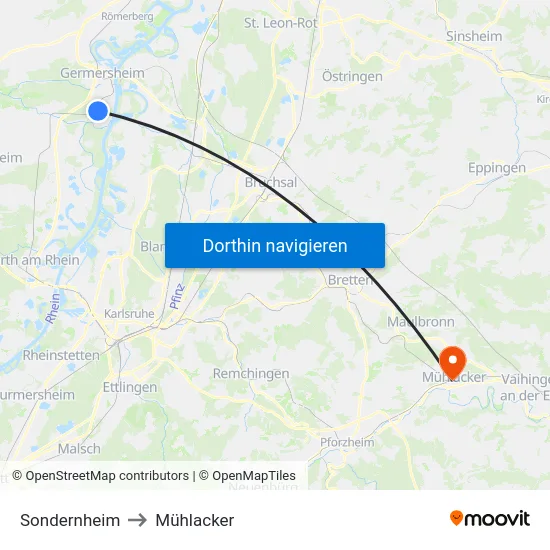Sondernheim to Mühlacker map